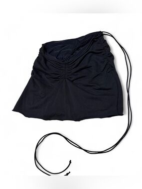 Black Ruched Drawstring Mini Skirt